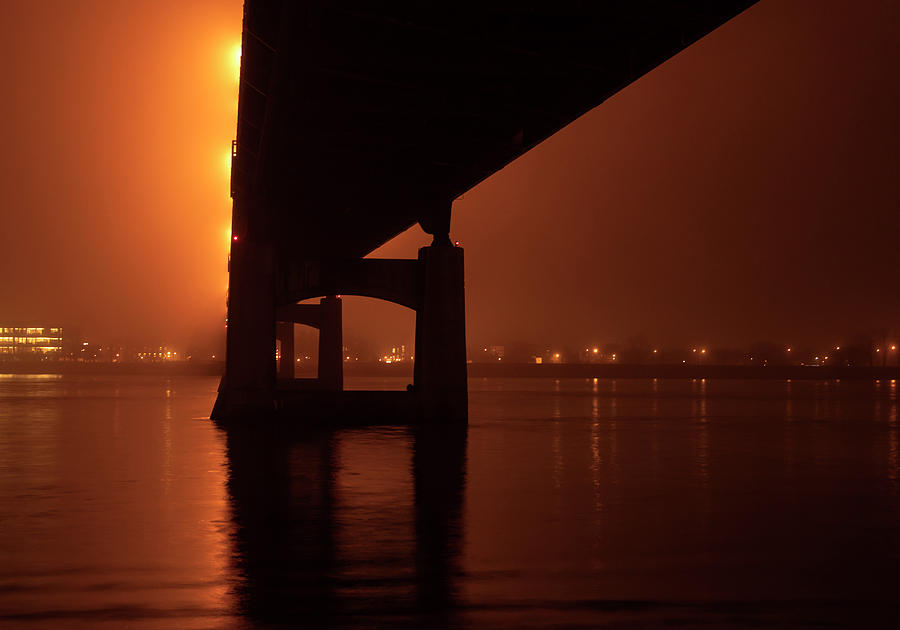 View from under Bridge, Night Photo Photograph by Sandra Js