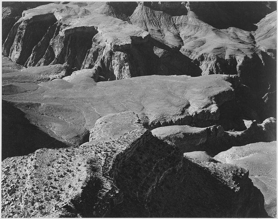 View from Yava Point rock formations and valley Grand Canyon National Park Arizona. 1933 - 1942 Painting by Ansel Adams