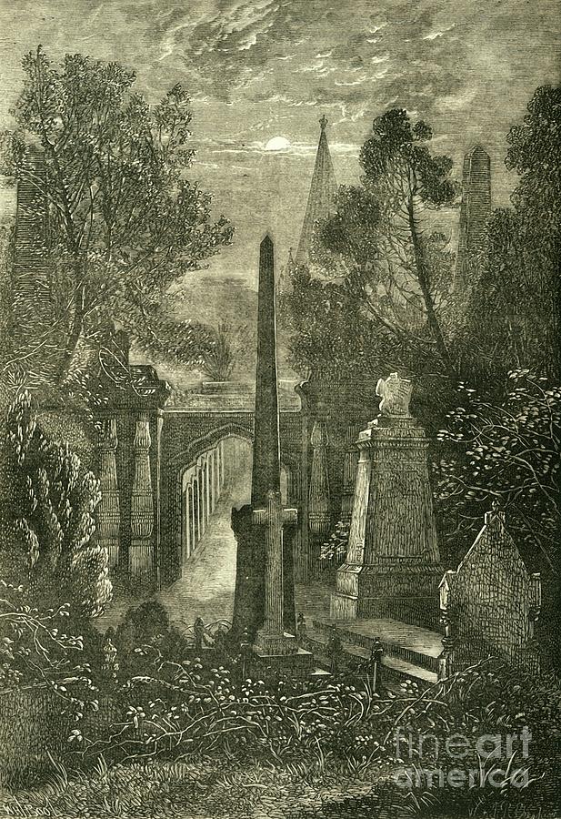 View In Highgate Cemetery Drawing by Print Collector