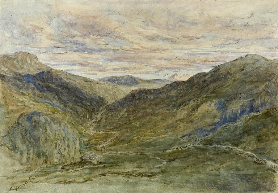 View in Wales Drawing by David Cox
