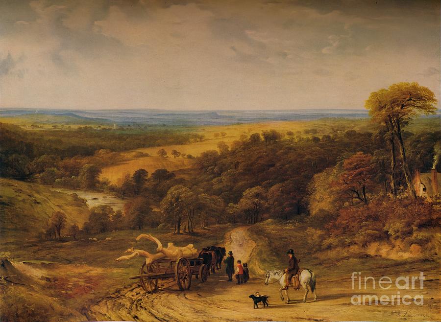 View Near Crediton, Devon,1843 Drawing by Print Collector