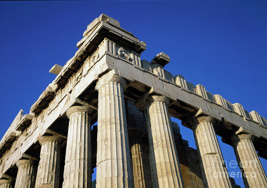 Greek Photograph - View Of A Corner Of The Parthenon, 5th Century Bc by Greek School