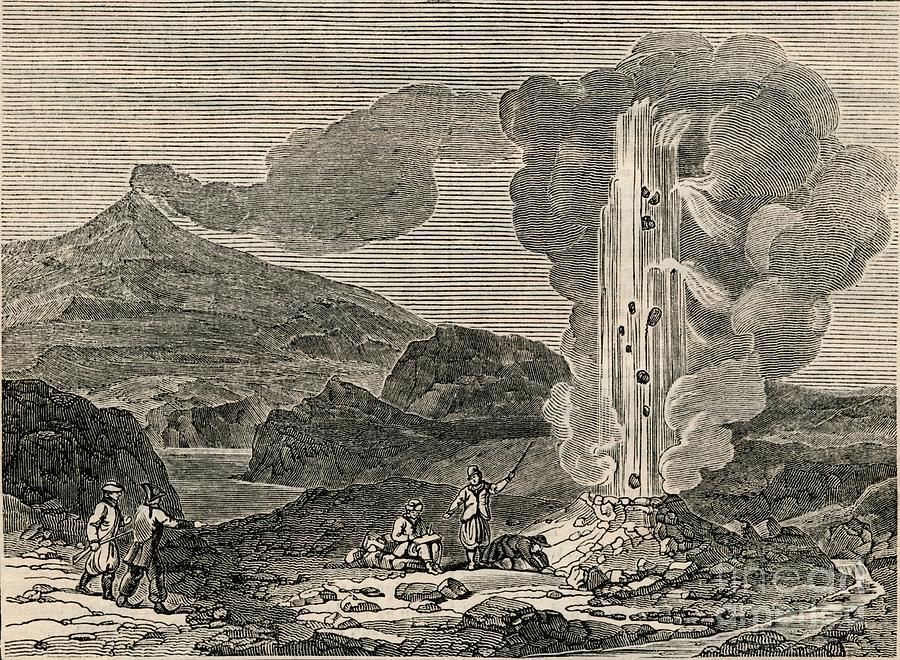View Of A Geyser Drawing by Print Collector