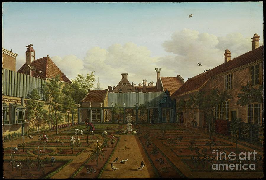 View Of A Town House Garden In The Hague, 1775 Painting by Paulus Constantin La Fargue