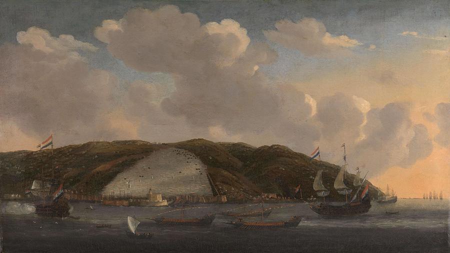 View of Algiers. Painting by Admiraliteit van Amsterdam Reinier Nooms -signed by artist-