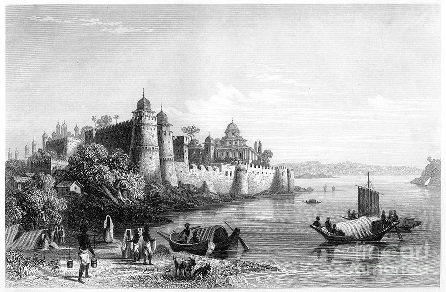 View Of Allahabad, Showing The Fort Drawing by Print Collector
