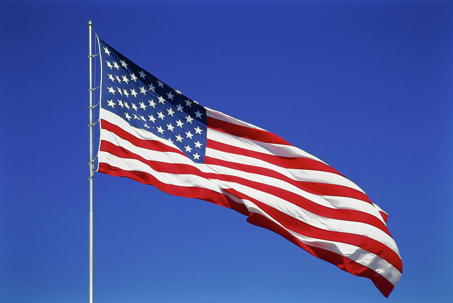 View Of American Flag Blowing In Wind Photograph By Panoramic Images