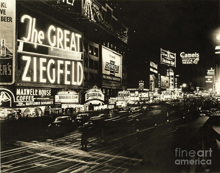 View Of Broadway, New York, 1936, Photo Photograph by American School ...