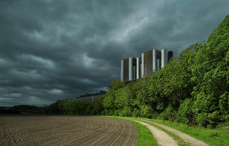 Nature Digital Art - View Of Brown Coal Fired Power Station And Storm Clouds, Eschweiler, Nordrhein-westfalen, Germany by Mischa Keijser