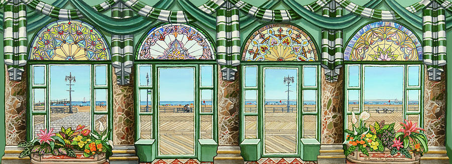 VIew of Coney Island Beach Painting by Bonnie Siracusa