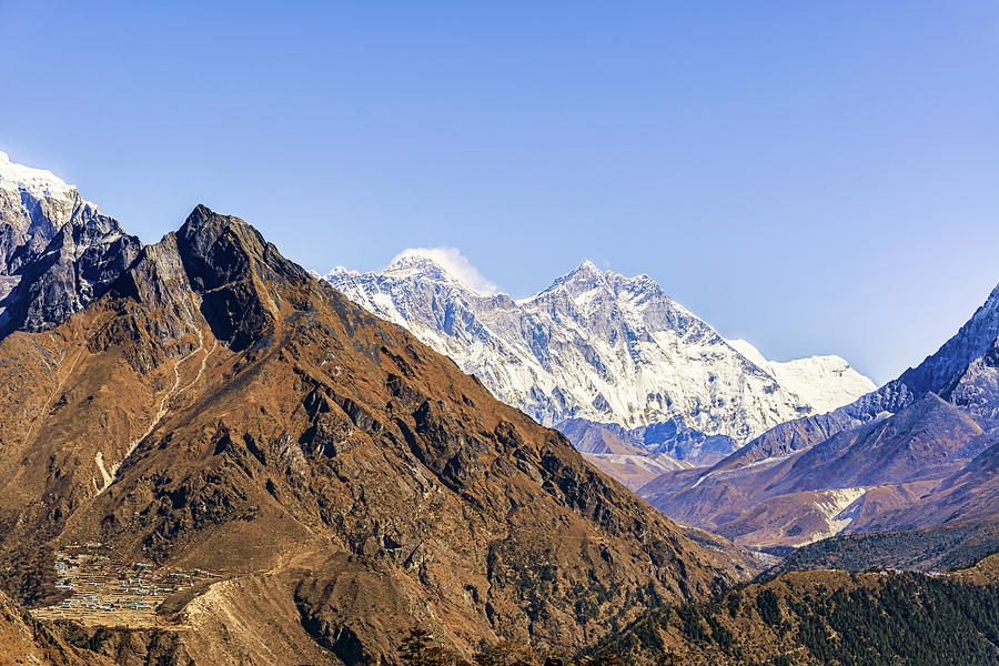 View Of Everest And Lhotse Peak From The Trekking Route To Evere Photograph