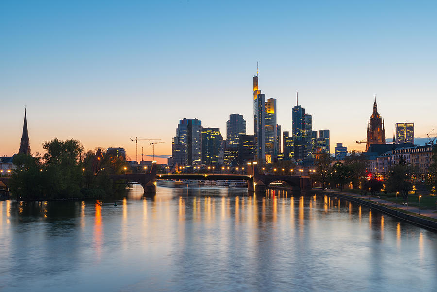 Architecture Photograph - View Of Frankfurt Am Main Skyline by Prasit Rodphan