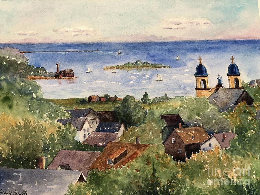 View of Gloucester Harbor Painting by Kathryn G Roberts