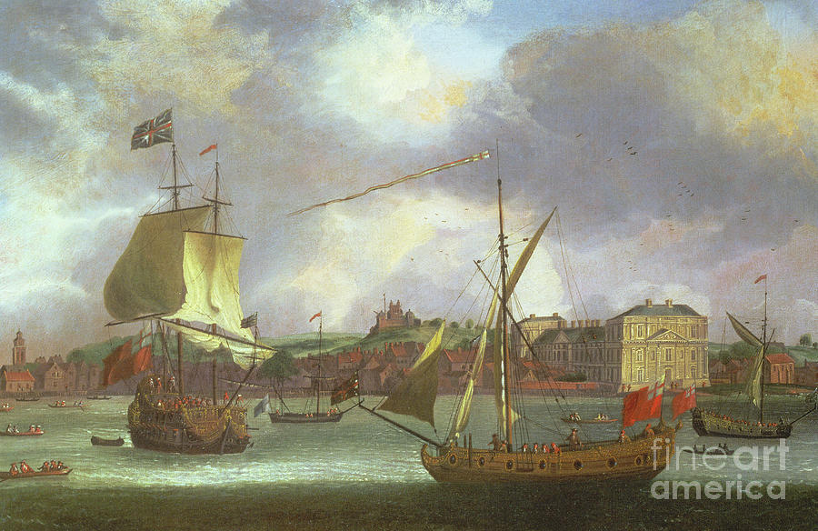 View Of Greenwich With Shipping Painting by Isaac Sailmaker