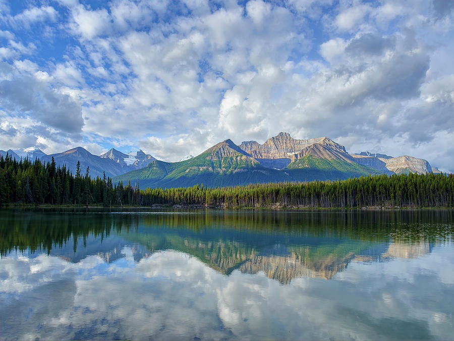 View Of Hector Lake In Front Of Banff National Park, Alberta, Canada ...