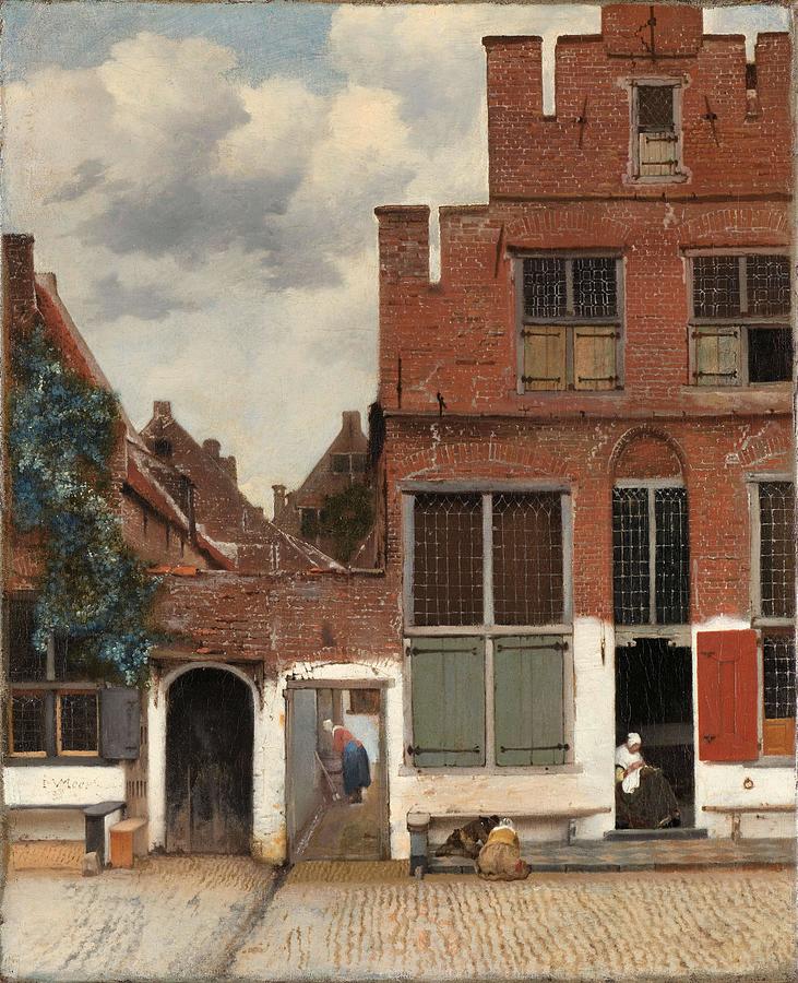 View of Houses in Delft, Known as The Little Street. View of Houses in Delft, Known as The Litt... Painting by Jan Vermeer -1632-1675-
