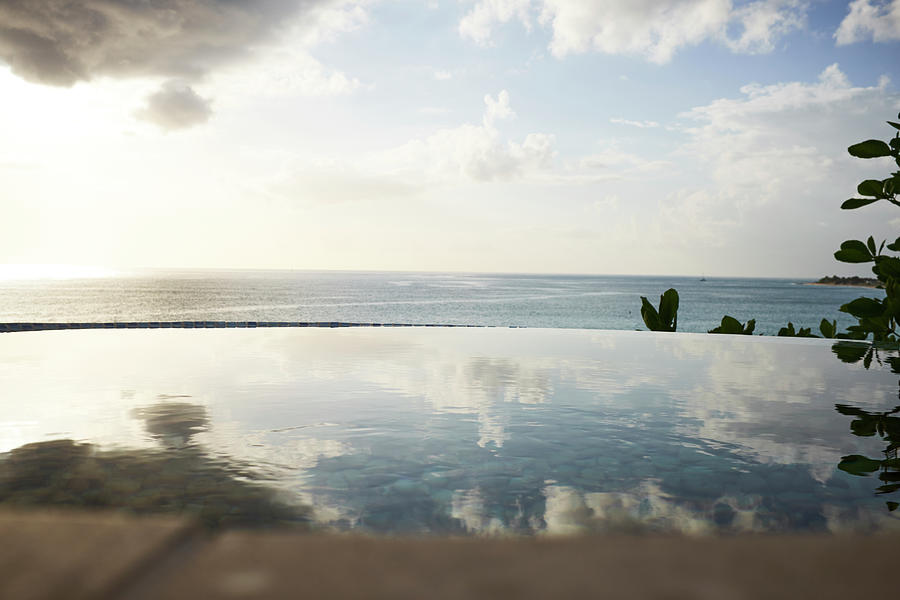 Summer Digital Art - View Of Infinity Swimming Pool And Sea, Saint Martin, The Caribbean by Joe Schmelzer