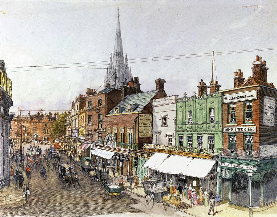 View of Kensington High Street , 1898 by Walker, engraving. Painting by Album