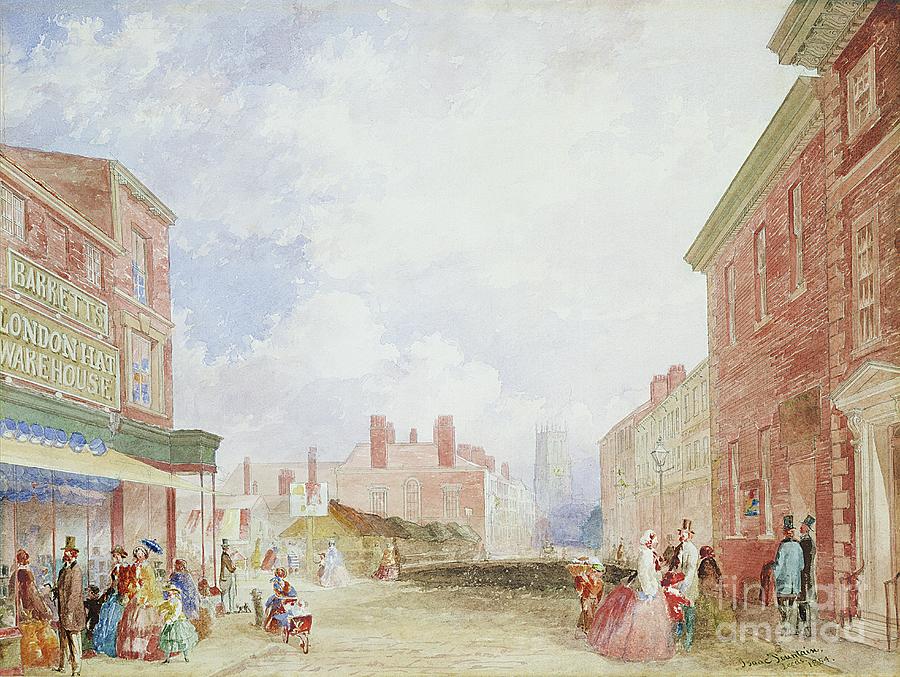 View Of Kirkgate, Leeds, 1854 Watercolor Painting by Isaac Fountain