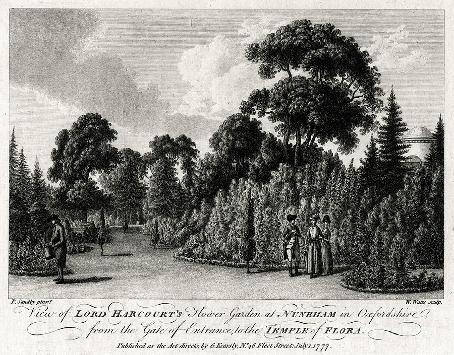 View Of Lord Harcourts Flower Garden Drawing by Print Collector