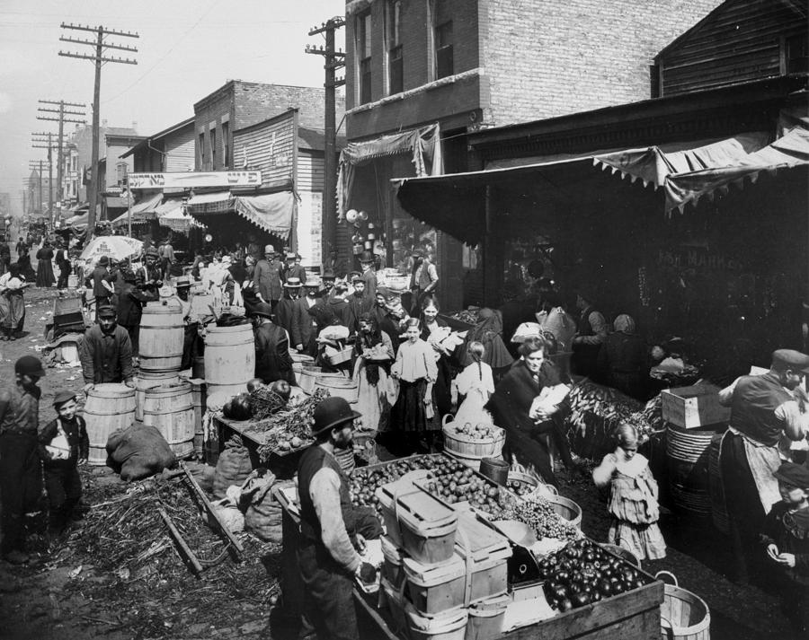 View Of Maxwell Street Market Photograph by Chicago History Museum