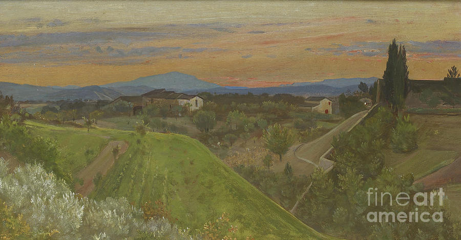 View Of Monte Amiata, Tuscany, Circa 1880 Oil On Panel Painting by Giovanni Costa