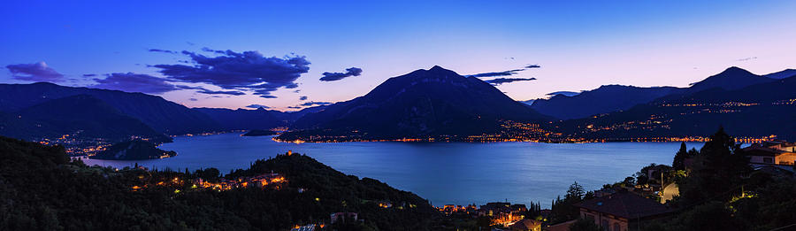 Nature Digital Art - View Of Mountains Across Lake Como, Varenna, Italy by Francesco Meroni