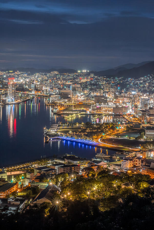 View Of Nagasaki City, One Of The World\s Three New Nightscape Cities Photograph by Awakari
