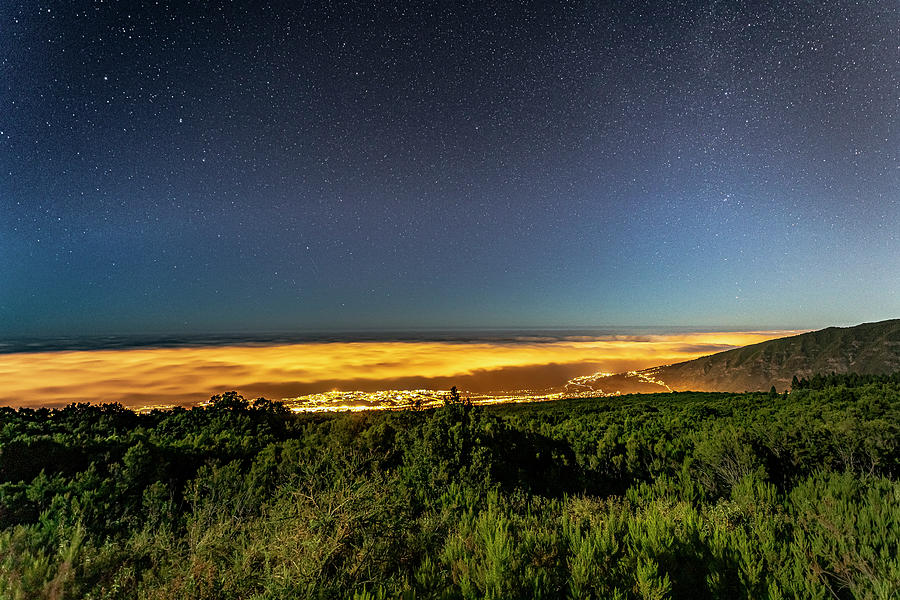 View Of North Coast At Night, Tenerife, Spain Photograph by Robin Runck