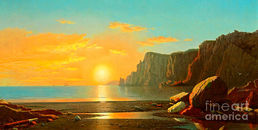 View of Northern Head at Sunrise Bay of Fundy Nova Scotia Painting by Peter Ogden