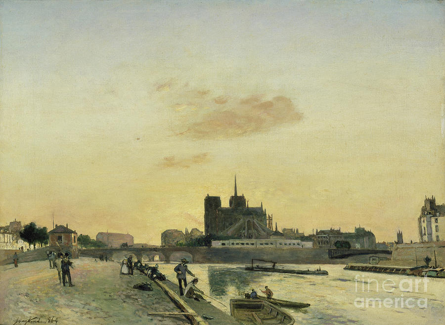 View Of Notre Dame, Paris, 1864 Painting by Johan Barthold Jongkind
