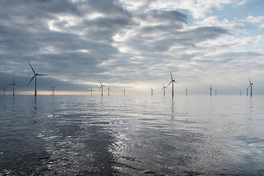 View Of Offshore Windfarm From Service Boat At Sea Digital Art by Monty ...