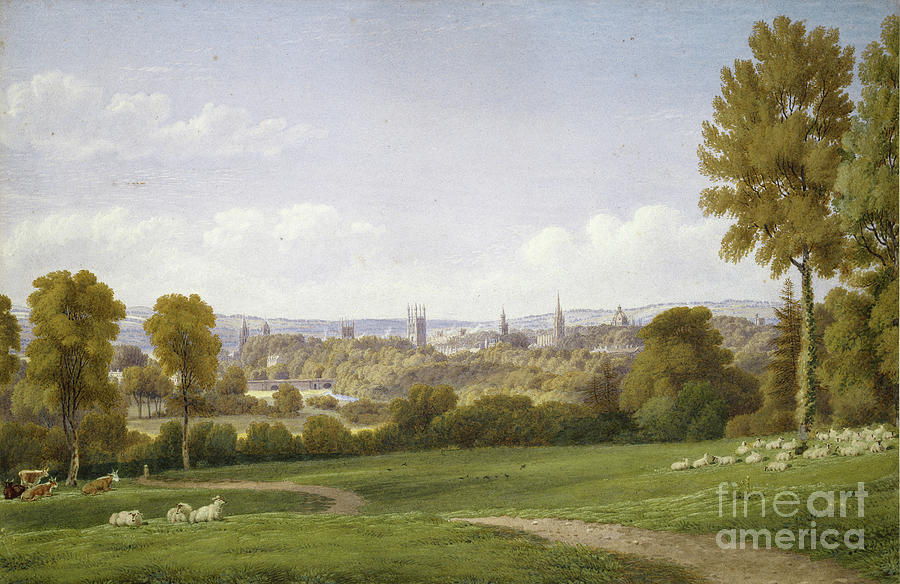 View Of Oxford From Headington Watercolor Painting by William Turner