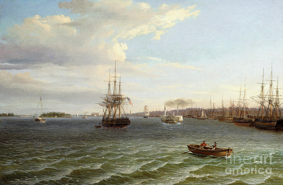 View Of Philadelphia, Looking South On The Delaware River Painting by Thomas Birch