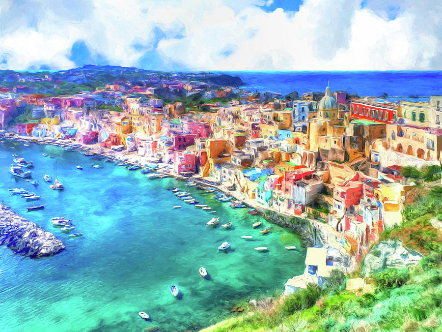 View of Procida Italy Painting by Dominic Piperata