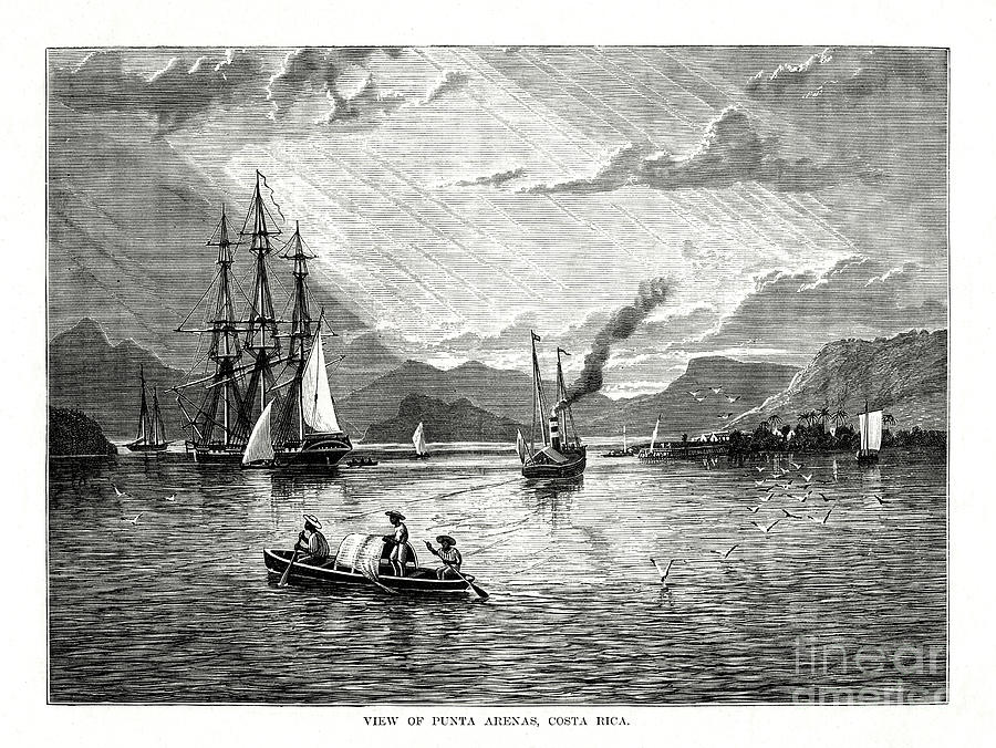 View Of Punta Arenas, Costa Rica, 1877 Drawing by Print Collector