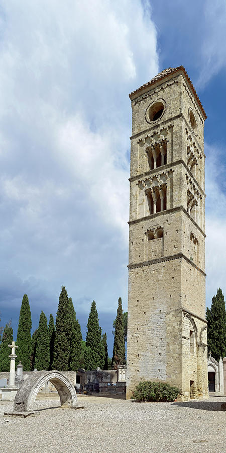 Architecture Photograph - View Of Romanesque Tower, Puissalicon by Panoramic Images