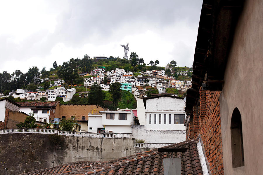 View Of Rooftops And Virgen De Quito On El Panecillo Hill, Quito