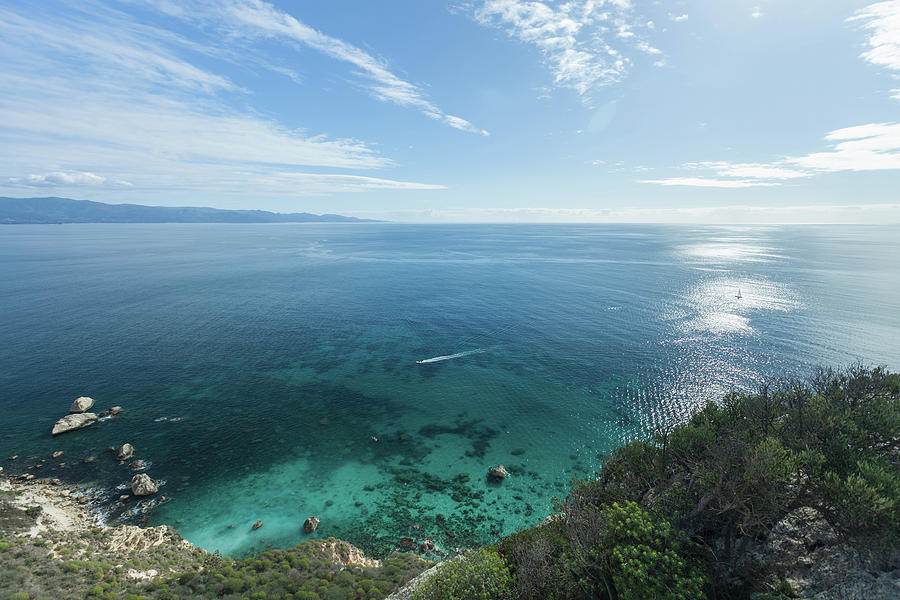 Nature Digital Art - View Of Sea From Hilltop, Piscinas, Sardinia, Italy by Roberto Peri