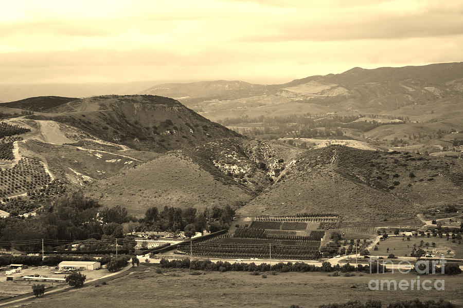 View of Simi Valley in Sepia Photograph by Colleen Cornelius