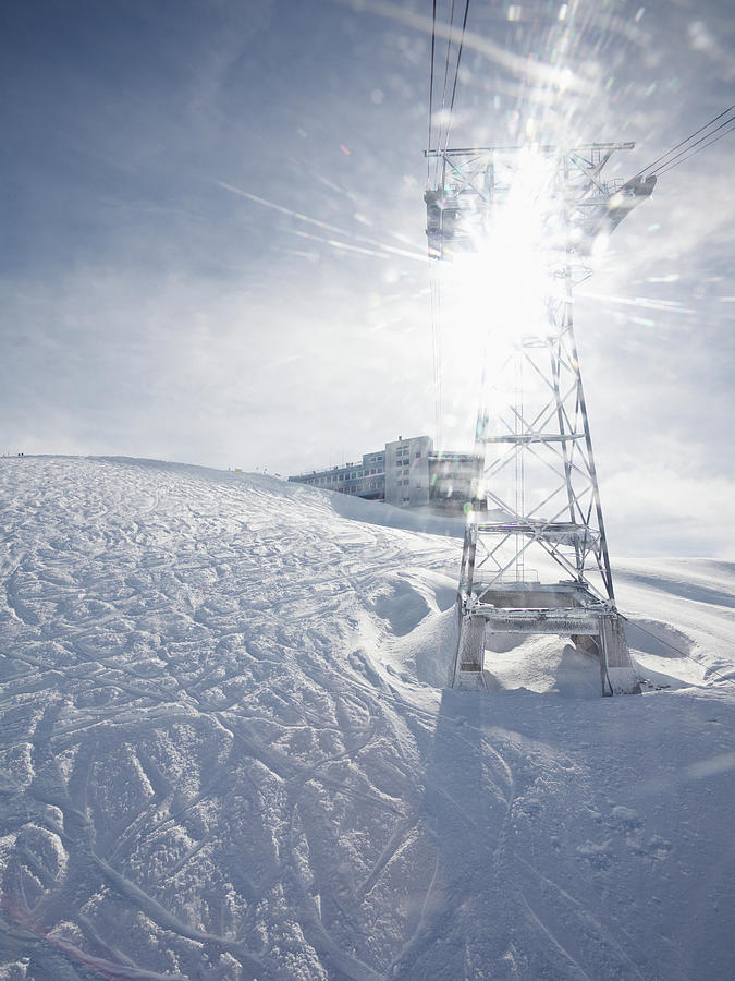 View Of Ski Life Tower In Sunlight, Titlis, Alps, Engelberg, Obwalden, Switzerland Photograph by Jalag / Herbert Zimmermann