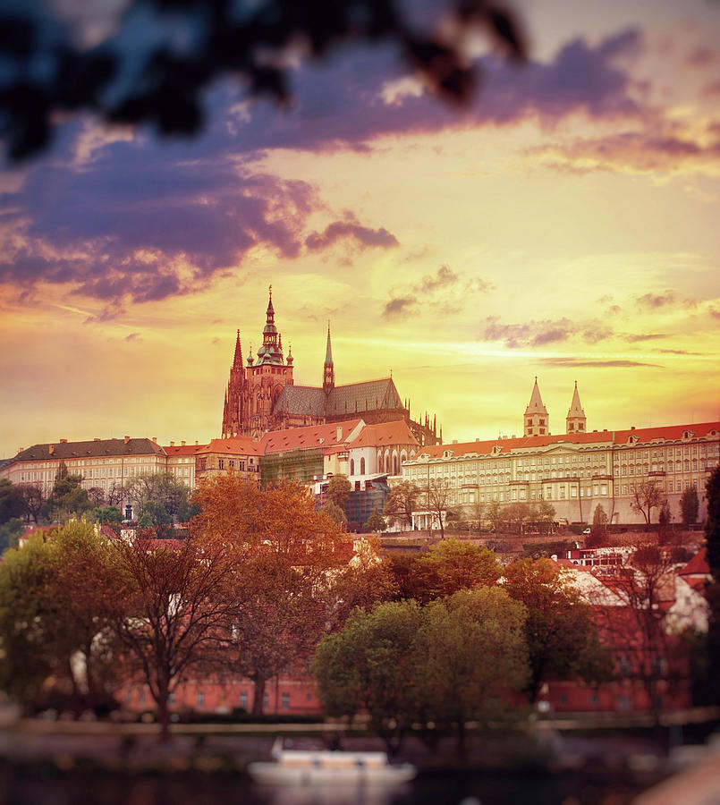 View Of St. Vitus Cathedral At Sunset Photograph by 5ugarless