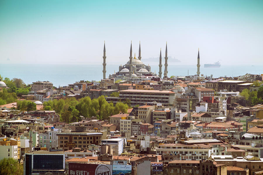 View Of Sultan Ahmet Blue Mosque From Galata Tower In Spring Photograph ...