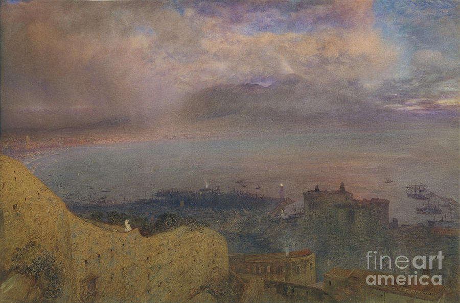 View Of The Bay Of Naples With Vesuvius Drawing by Heritage Images