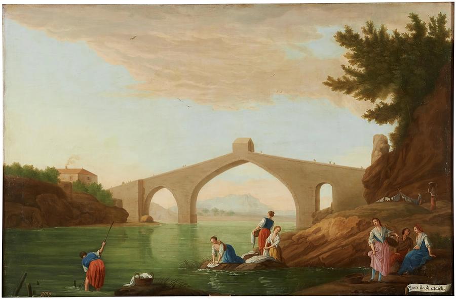View of the Bridge at Martorell. 1787. Oil on canvas. Painting by Mariano Ramon Sanchez -1740-1822-