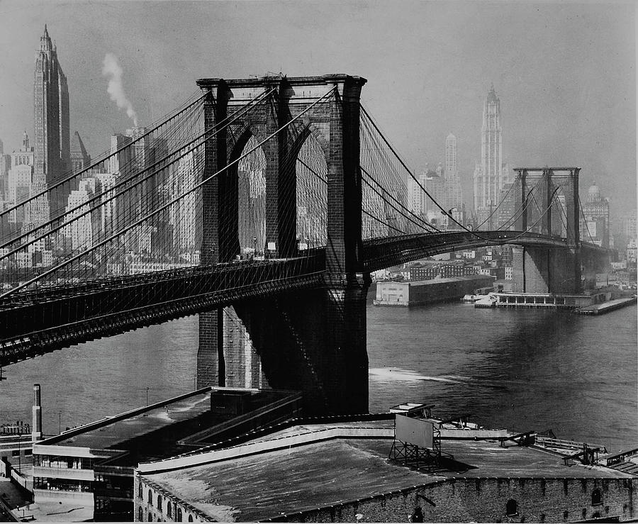 View Of The Brooklyn Bridge & The Skyscr by Andreas Feininger