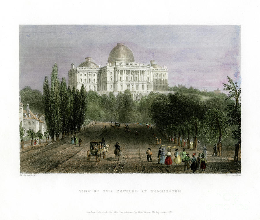 View Of The Capitol At Washington, Usa Drawing by Print Collector