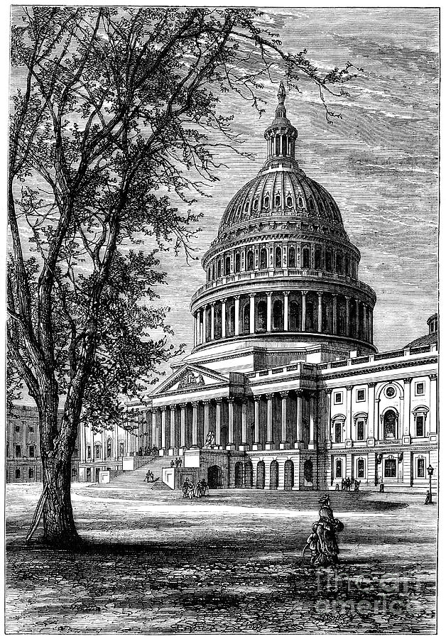 View Of The Capitol, Washington Dc Drawing by Print Collector