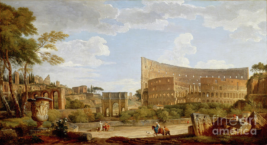 View Of The Colosseum, 1735 Painting by Giovanni Paolo Panini