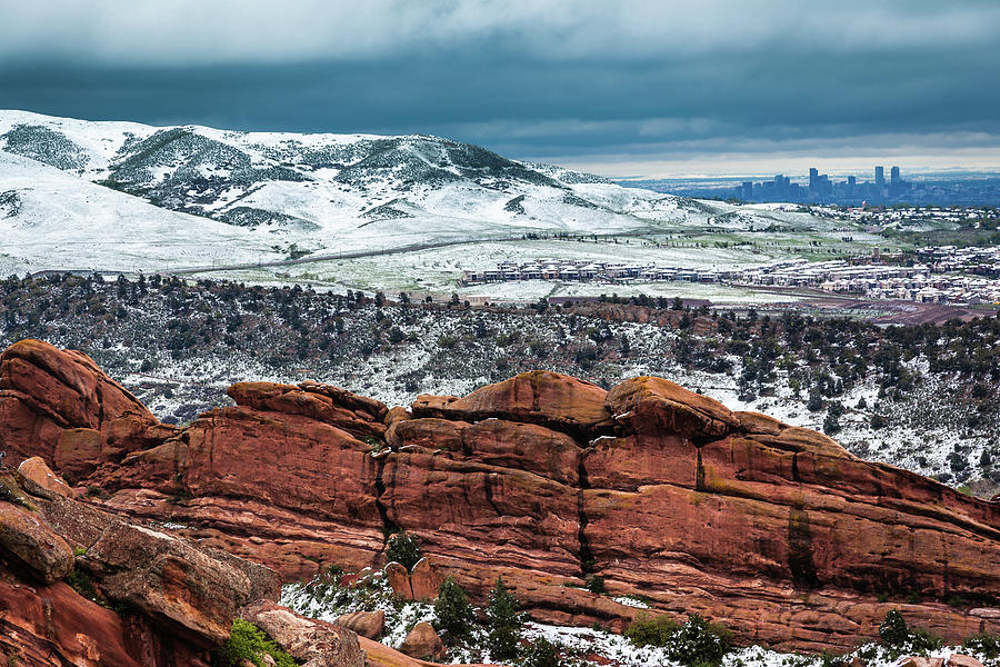 View of the Denver Skyline from Red Rocks Amphitheatre by Jeanette Fellows View of the Denver Skyline from Red Rocks Amphitheatre by Jeanette Fellows